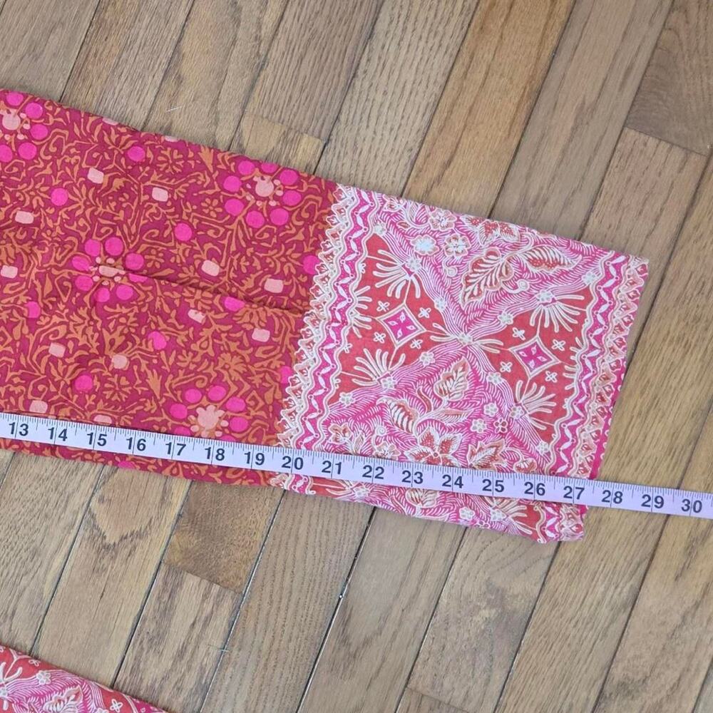 Sundance pink and red floral cotton pants with tassels small - Picture 3 of 7